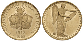 Repubblica Medaglia Cinquantenario 1968 Cinquantenario della Vittoria del 1918 - Al bordo in incuso: CELEBRAZIONI IN TRENTO - Opus: Monasti - Emission...