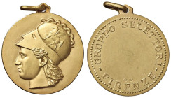 Repubblica Medaglia senza data (posto 1950) Gruppo Selettori di Firenze, testa di Minerva cascata a sx - Autore non indicato - AU 750 (g 11,93 - Ø 30,...