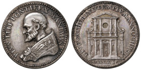 Pio IV (1559-1565) Medaglia 1561 Riconio posteriore Per la consacrazione della chiesa romana di Santa Caterina dei Funari - Opus: Girolamo Faccioli (D...