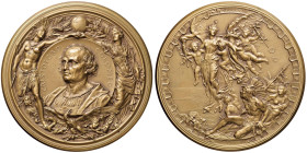 Cristoforo Colombo (1451-1506) Medaglia coniata di massimo modulo 1892 IV centenario della Scoperta dell'America - Opus: L. Pogliaghi e A.Cappuccio, e...
