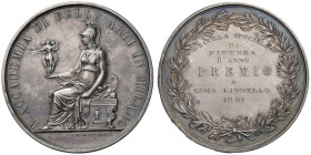 MILANO Medaglia 1891 Reale Accademia Di Belle Arti, dedicata: Scuola spwciale di pittura - II anno Premio a: Cima Lionello - Opus: L. Manfredini - Tur...