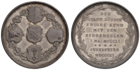 SVIZZERA Zurigo Medaglia 1851 Anniversario dell'ingresso di Zurigo in Confederazione - Artista non indicato - AG (g 39 - Ø 41 mm) Patina eccezionale d...