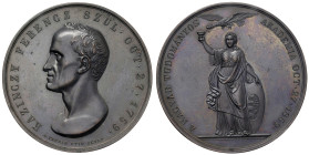 UNGHERIA Kazinczy Ferencz (1759-1831) Medaglia 1859 Centenario della nascita dello scrittore, rappresentazione frontale dell’Ungheria con aquila sopra...
