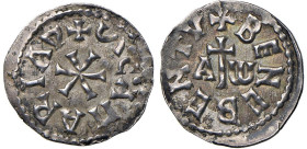 BENEVENTO Interregno sotto la Reggenza del Vescovo di Benevento Pietro (897) Denaro - MIR 251 AG (g 1,09) RRRR Moneta di estrema rarità ed eccezionale...