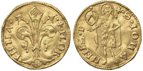 FIRENZE Repubblica (sec. XIII - 1532) Fiorino largo (I semestre 1461- II semestre 1473) Mir 27/18 AU (g 3,49) RR Stemma Antella con "." sopra. Giovann...