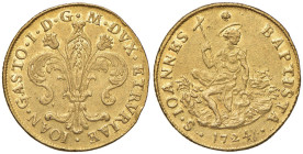 FIRENZE Gian Gastone (1723-1737) Ruspone 1724 - MIR 344 AU (g 10,43) RRRR Probabile provenienza da montatura. Fondi parzialmente lucenti

Status: BB