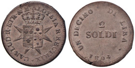 FIRENZE Carlo Ludovico e Maria Luigia (1803-1807) 2 Soldi 1804 - Gig. 19 CU (g 4,90) Di ottima qualità, non circolato.

Status: qFDC-FDC
