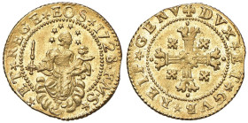 GENOVA Dogi Biennali (1528-1797) Mezza doppia 1728 sigla F M S - MIR 262/23 AU (g 3,38) RRR Bellissimo esemplare. Le mezze doppie di questo periodo de...