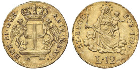 GENOVA Dogi Biennali III Fase (1637-1797) 12 Lire 1794 - MIR 282/1 AU (g 3,17) RR Segnetti al bordo, ed al margine nei campi per probabile montatura "...