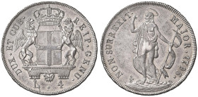 GENOVA Dogi biennali (1528-1797) 4 Lire 1796 stella dopo la data - MIR 313/4 AG (g 16,66)

Status: SPL+