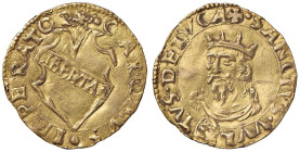 LUCCA Repubblica (1369-1799) Scudo d'oro del sole MIR 179/5 AU (g 3,34) Colpo di lima al bordo. Da montatura

Status: BB