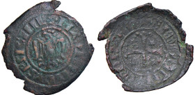 MESSINA Manfredi re di Sicilia (1258-1266) Multiplo di denaro (dopo il 1259) da attribuirsi alla zecca di Corfù - cfr. Schlumberger T. XIII, 25; MIR (...