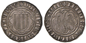 MESSINA Federico III (1296-1337) Pierreale con stemma sormontato da rosetta - MIR 184 AG (g 3,34) Esemplare di conservazione eccezionale con una splen...
