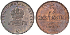 MILANO Francesco Giuseppe (1848-1866) 5 Centesimi 1850 - Gig. 29 CU (g 8,60)

Status: FDC