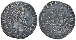 NAPOLI Carlo V (1516-1556) Mezzo carlino - Magliocca 69/1 AG (g 1,51) RRRR Mezzo Carlino con il motto NON ALITER VIRTVS (Non v'è valor diversamente), ...