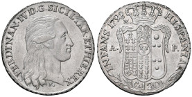 NAPOLI Ferdinando IV (1759-1799) Piastra 1798 - Nomisma 466 AG (g 27,36) RR Variante interno corona \\\\. Lucidata. Screpolature al D/

Status: SPL