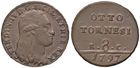 NAPOLI Ferdinando IV di Borbone (1759-1799) 8 Tornesi 1797 - Magliocca (edizione 2025) 294; Nomisma 526 CU (g 14,56)

Status: SPL
