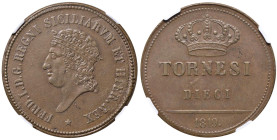 NAPOLI Ferdinando I di Borbone (1816-1825) 10 Tornesi 1819 - Magliocca (edizione 2025) 450 CU In slab NGC MS 63 BN cod. 5786128-007

Status: MS 63 B...