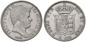 NAPOLI Ferdinando II (1830-1859) Piastra 1838 - Magliocca (edizione 2025) 544b; Nomisma 939 AG (g 27,39) RR Variante molto rara che presenta il sottoc...