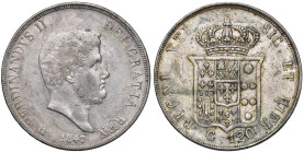 NAPOLI Ferdinando II (1830-1859) Piastra 1847 reimpressa - Magliocca (edizione 2025) 555a AG (g 27,31) RR Nella reimpressa del 1847 la lettera identif...