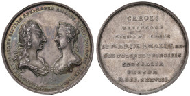 Carlo di Borbone (1734-1759) Medaglia 1738 Nozze di Carlo con Maria Amalia di Sassonia figlia di Federico Augusto re di Polonia - Opus: H. P. Grosskur...