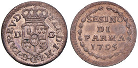 PARMA Ferdinando di Borbone (1765-1802) Sesino 1795 - MIR 1089/2 CU (g 1,50) Rame rosso. Per quanto siano monete generalmente comuni i sesini di Ferdi...