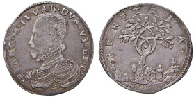 PESARO Francesco Maria II (1574-1624) Testone - Cav. 148 AG (g 9,56) RR Esemplare di bella qualità per questo tipo di moneta

Status: BB+/qSPL