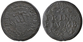 PIOMBINO Giovanni Battista Ludovisi (1665-1699) Soldo da 3 quattrini 1694 - MIR 375/4 CU (g 2,09) RR

Status: BB-SPL