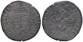 POMPONESCO Giulio Cesare Gonzaga (1583-1593) Bianco s.d. al tipo Savoia D/ Stemma coronato tra FE RT R/ Croce mauriziana entro cornice - MIR 871/1 Mi ...