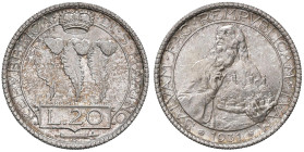 SAN MARINO 20 Lire 1931 - Gig. 2 AG (g 15,00) Minimi segnetti. Bella patina

Status: FDC