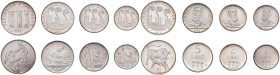 SAN MARINO Divisionale 1972 Prova - AG RRRR Lotto di otto valori: 500, 100, 50, 20, 10, 5, 2 e una lira

Status: FS