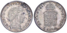 VENEZIA Ferdinando I (1835-1848) Quarto di lira 1837 - Gig. 84 AG RR In slab PCGS MS 65 TOP POP cod. 378562.65/83877764. Conservazione eccezionale per...