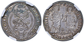 Pio II (1458-1464) Grosso - Munt. 12 AG RR Esemplare di ottima qualità corredato da una splendida patina iridescente. TOP POP, miglior esemplare certi...