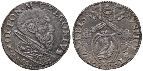 Gregorio XIII (1572-1585) Ancona - Testone - Munt. 244 AG (g 9,53) Graffio al D/

Status: BB/BB+