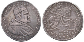Paolo V (1605-1621) Ferrara - Piastra 1619 A. X - Munt. 207 AG (g 31,38) RR Schiacciature marginali

Status: qBB/BB