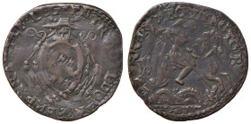 Paolo V (1605-1621) Ferrara - Quattrino - cfr. R/ Munt. 157 (Clemente VIII), R/ Munt. 230 (Paolo V) CU (g 2,30) RRRRR Si tratta di una variante davver...