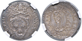 Urbano VIII (1623-1644) Testone 1642 A. XX - Munt. 76 AG R Tondello irregolare e leggermente ribattuto ma ottimo esemplare con patina iridescente. Dal...