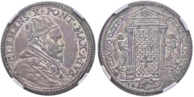 Clemente X (1670-1676) Testone 1675 Giubileo - Munt. 25 AG RR Dalla nostra asta 49, lotto 1628. In slab NGC MS 63 cod. 2791843-012. Top pop, miglior e...
