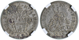 Clemente XI (1700-1721) Ferrara - Doppio grossetto 1709 A. IX - Munt. 237 MI RR Conservazione eccezionale per il tipo. In slab CCG MS 60

Status: MS...