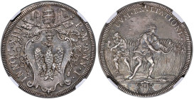 Innocenzo XIII (1721-1724) Mezza piastra A. I - Munt. 4 AG (g 16,05) RRR Esemplare in ottima conservazione per il tipo. In slab NGC MS 62 cod. 6648265...