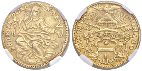 Sede Vacante (1730) Zecchino 1730 - Munt. 2 AU RRR Esemplare di rara apparizione sul mercato. In slab NGC AU 58 cod. 2806526-001. Top pop, miglior ese...