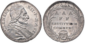 Clemente XII (1730-1740) Giulio A. VI - Munt. 83 AG (g 2,86) RRR Moneta rarissima per la presenza del ritratto al D/. Conservazione eccezionale, un ve...
