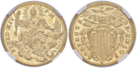 Benedetto XIV (1740-1758) Zecchino 1742 - Munt. 9a AU Dalla nostra asta 54, lotto 1930. In slab NGC MS 63 cod. 2808382-004

Status: MS 63