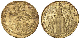 Benedetto XIV (1740-1758) Zecchino 1746 - Munt. 14a AU (g 3,38) Tondello ondulato. Fondi brillanti

Status: SPL/SPL+