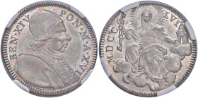 Benedetto XIV (1740-1758) Quinto di scudo o doppio giulio 1756 A. XVI - Munt. 51e AG Bellissimo esemplare dal metallo ancora lucente. Ex Künker Auctio...