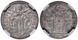 Benedetto XIV (1740-1758) Grosso 1750 A. XI Anno Santo - Munt. 54 AG In slab NGC MS 64+ cod. 2824086-013. Top pop, miglior esemplare certificato NGC
...