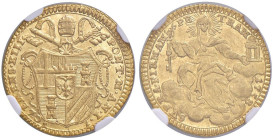 Clemente XIII (1758-1769) Mezzo zecchino 1758 A. I - Munt. 8 AU RR Dalla nostra asta 63, lotto 1179. In slab NGC MS 61 cod. 2869025-001. Top pop, migl...