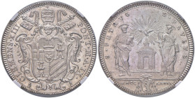Clemente XIII (1758-1769) Testone 1767 A. IX - Munt. 14 AG RR Dalla nostra asta 49, lotto 1764. Conservazione eccezionale. In slab NGC MS 63 cod. 2791...
