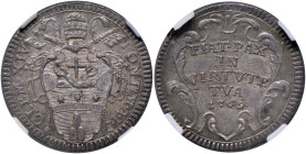 Clemente XIV (1769-1774) Grosso 1769 A. I - Munt. 8 AG In slab NGC MS 65 cod. 2819819-005. Top pop, miglior esemplare certificato NGC

Status: MS 65