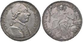 Pio VI (1775-1799) Quinto di scudo o doppio giulio 1780 A. VII (Anacronismo) - Munt. 39a AG (g 5,26) R Esemplare di altissima ed assolutamente inusual...